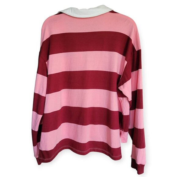 Anthropologie Pilcro Pink Red **Rugby Shirt** Size S - Picture 4 of 10